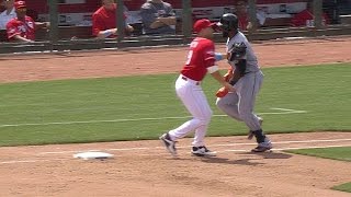 MIA@CIN: Umpires confirm Suarez getting Ozuna in 8th