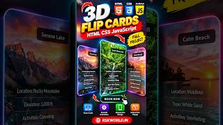 3D Flip Cards Animation 🔥 HTML CSS JavaScript #Shorts