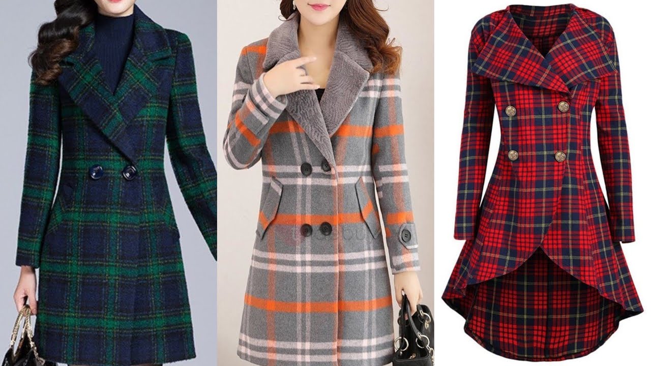 most amazing and attractive checkered print long coat/jackets design