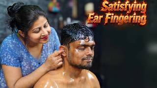 Chaitali's Magic Healing Touch | Heavy Oil Ear Fingering ASMR | Oily Head Massage By Lady Barber