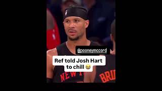 Ref Simone Jelks checks Josh Hart!