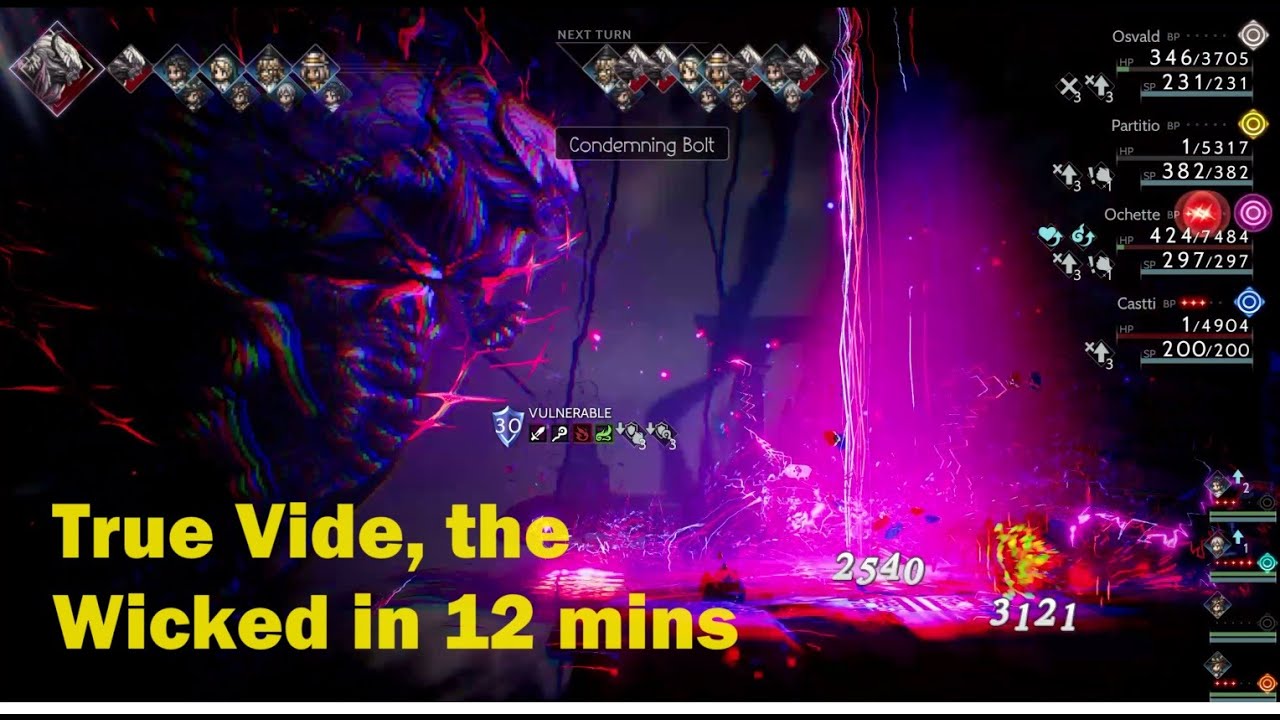 Octopath Traveler 2 Extra Battles - True Vide, The Wicked in 12 mins ...