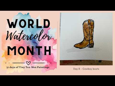 Paint a Tiny Watercolor Cowboy Boot | Tex-Mex Sketchbook Tutorial