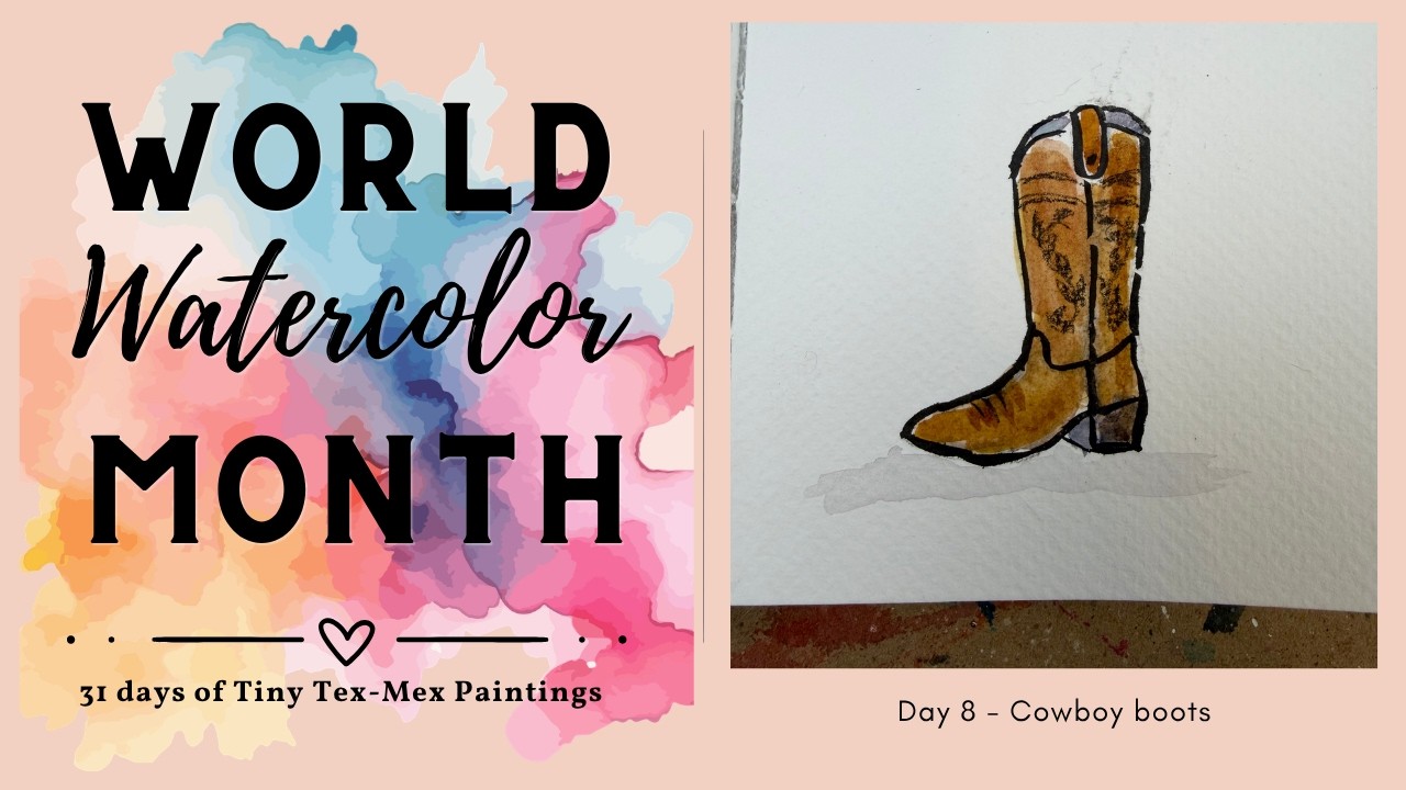 Paint a Tiny Watercolor Cowboy Boot | Tex-Mex Sketchbook Tutorial