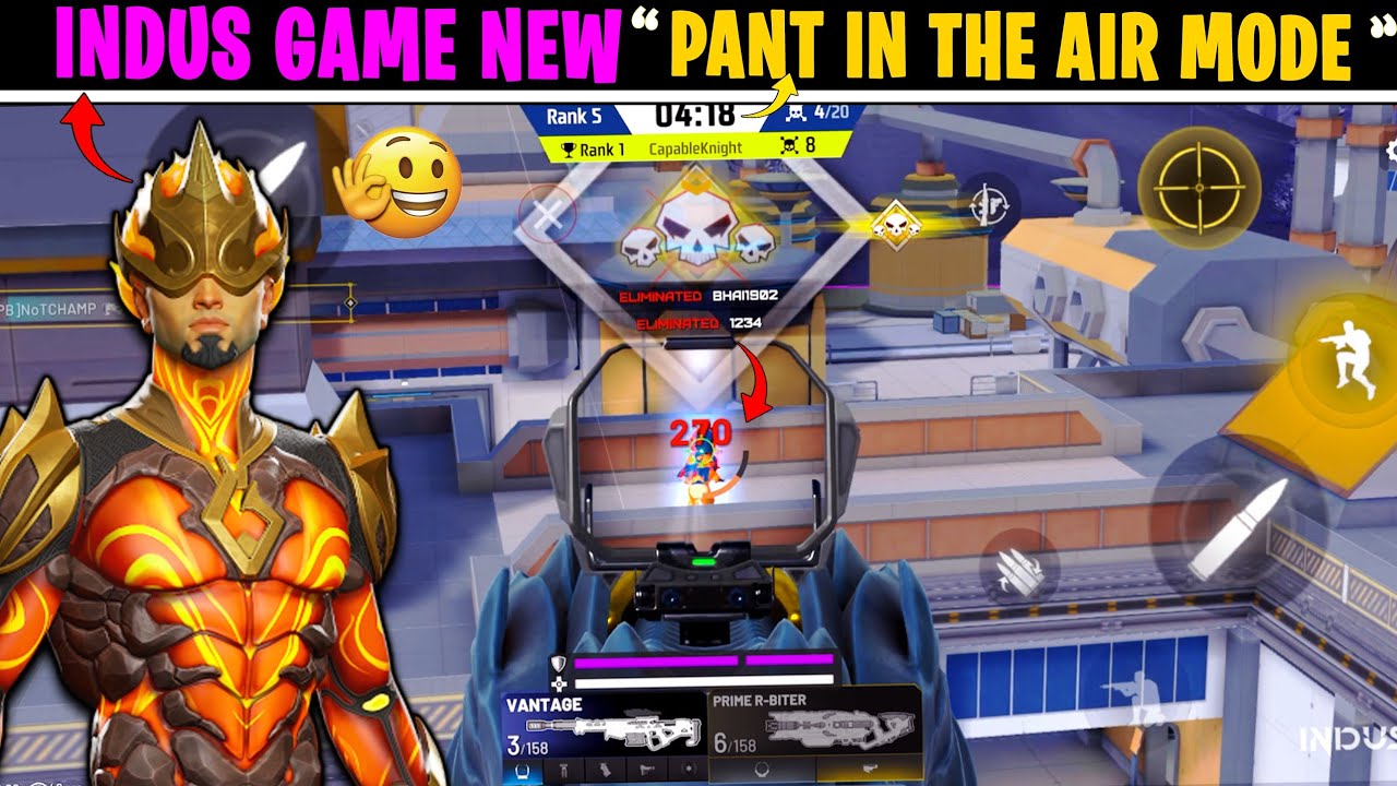 Indus Gameplay in New Mode "20" Finishes🔥Pants in the Air Mode Gameplay- Indus Battle Royale