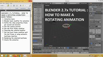 Blender 2.7x tutorial : How to make a rotating animation