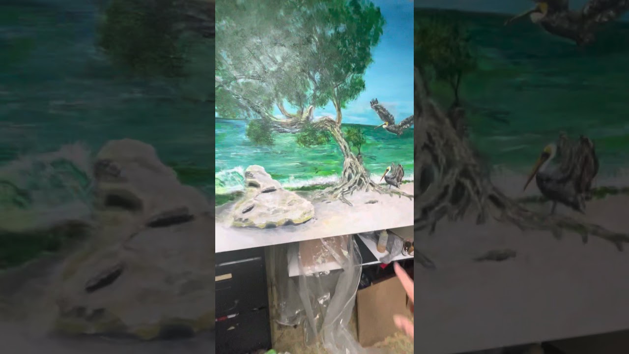 Aruba Fofoti /Divi Divi tree . Acrylic paint on canvas.