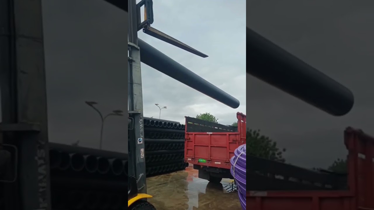 proses loading pipa HDPE OD 450 mm 