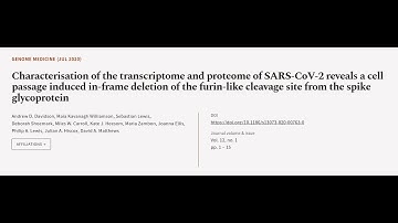 Characterisation of the transcriptome and proteome of SARS-CoV-2 reveals a cell passa... | RTCL.TV