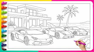 Halaman Mewarnai Rumah Mewah Miliarder Proses Mewarnai dengan Spidol yang Memuaskan