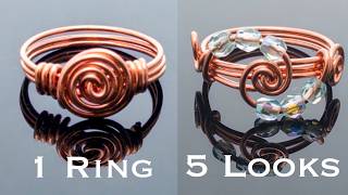 1 Simple Spiral Ring, 5 Beautiful Variations | Easy Wire Wrapping Tutorial