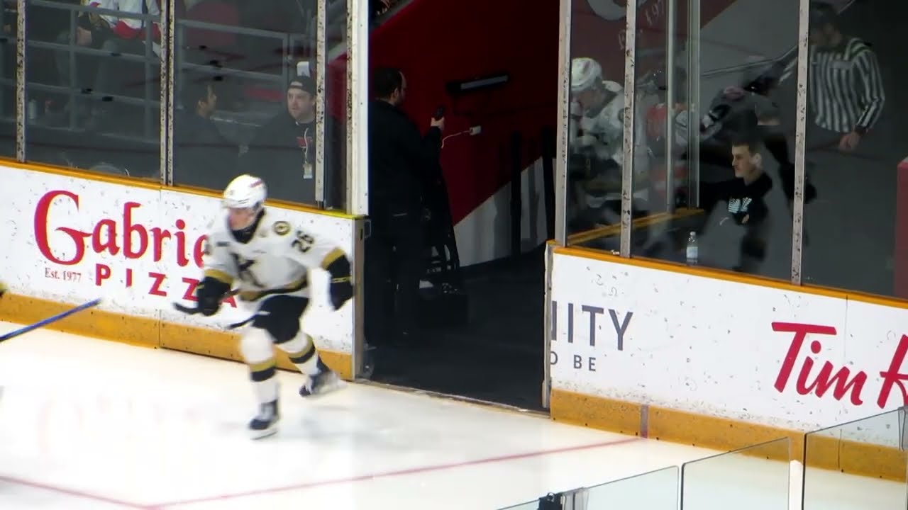 Frontenacs arrive for their pre-game warm-up at the Frontenacs @ 67's hockey game