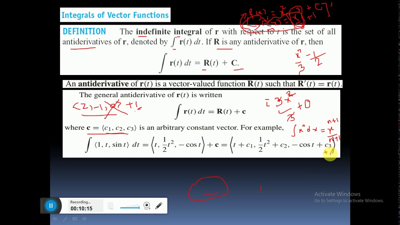 Lecture: Integration of vector valued functions - YouTube