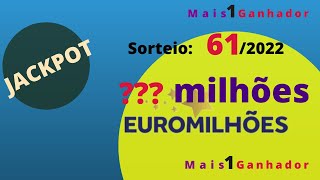 Sorteio 061 do Euromilhoes Resultado e Jackpot Boa sorte