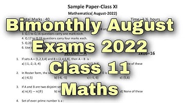 PSEB Bimonthly August 2022 | Mathematics 11th Sample Paper Solutions | Scholar Tutorial