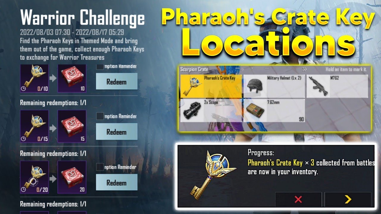 Warrior Challenge New Event Explain | All Pharaoh's Crate key location in Erangle | Bgmi new Event