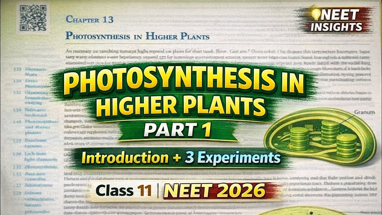 Photosynthesis in Higher Plants | Part 1 | Introduction + 3 Experiments | Class 11 Biology NEET 2026