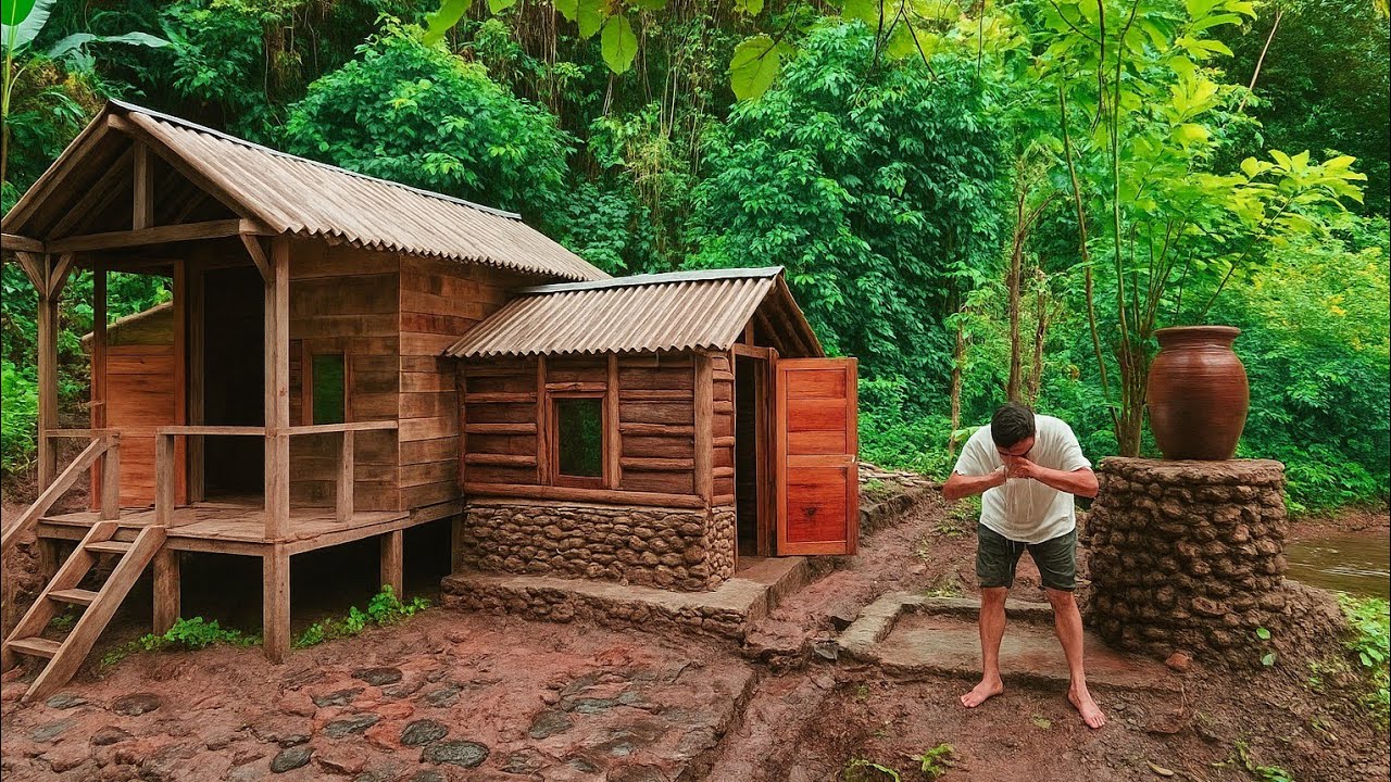 bachelor builds house, gardens in the forest