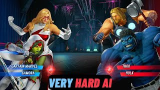 Captain Marvel & White Gamora VS Thor & Hulk (Very Hard) - Marvel VS Capcom Infinite
