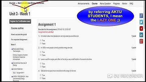 NPTEL Assignment 1 Solution 100%right soltion of Non conventional energy resources