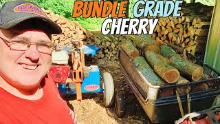 FIREWOOD | Splitting bundle grade cherry out of quad trailer