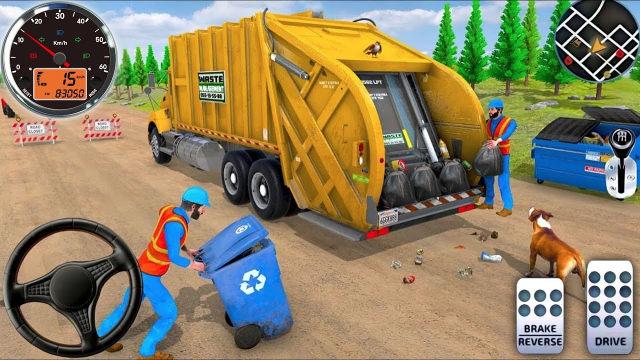 Garbage Trash Truck Realistic Simulator 3D - City Road Garbage Dumper Truck Games - Android GamePlay