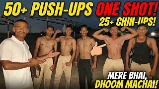 Rajasthan Police Training Day 131 💪 50+ Push Ups One Shot 🔥 25 Chin Ups Challenge |Hard Workout Vlog