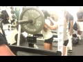 Skinny girl lifting 45s