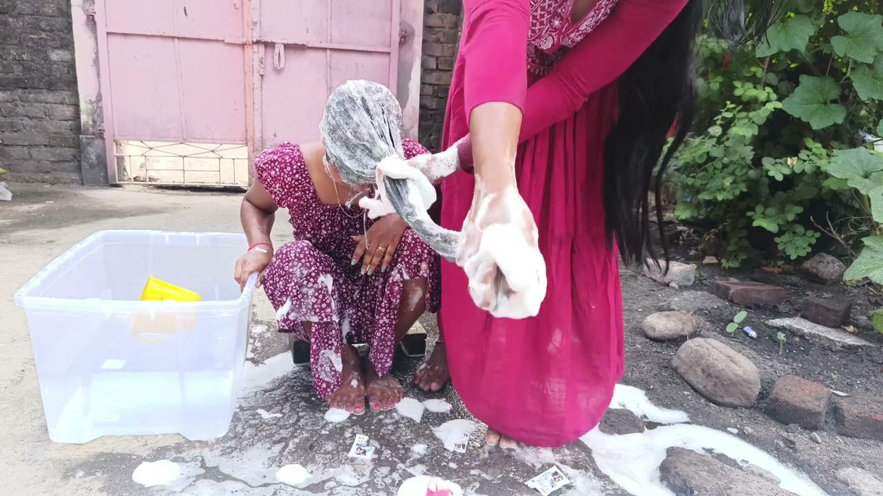 long hair wash and towel  hair drying by  my sister । Nikita Das