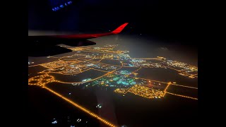 Qatar Airways A350. Night landing to Doha, Qatar