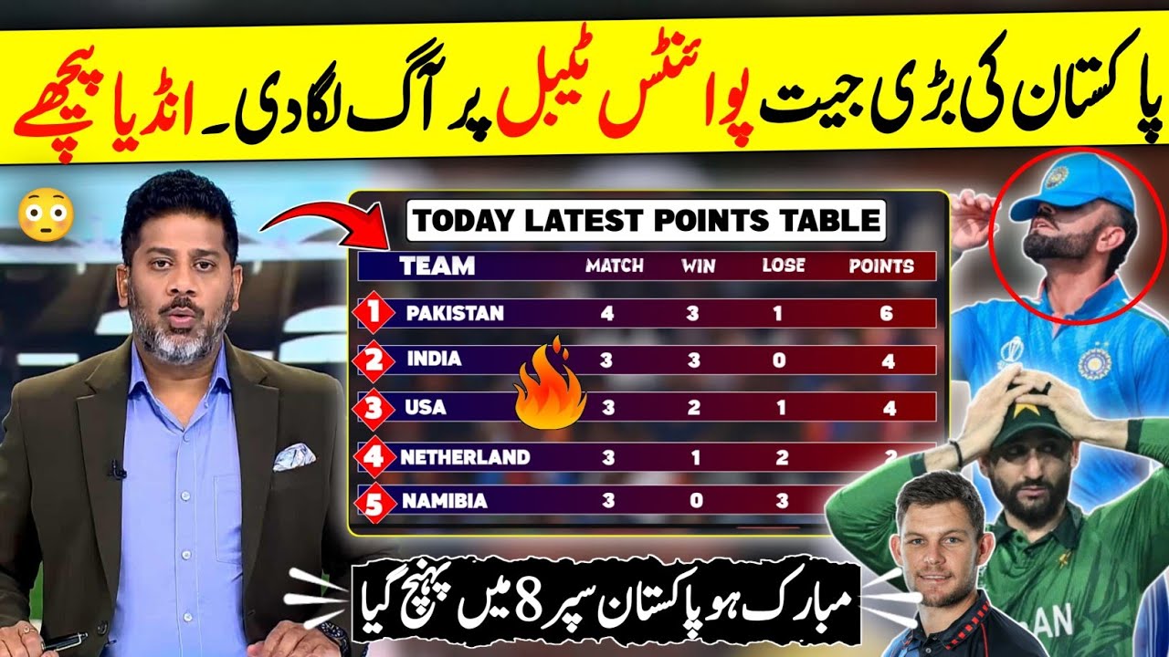 Pak Table Pakistan on top of the points table