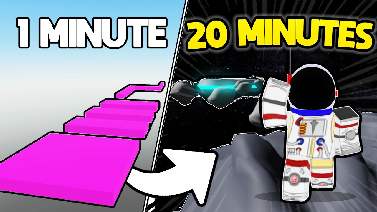 Making a Roblox Obby in 1 MINUTE vs 5 MINUTES vs 20 MINUTES… (ft. 