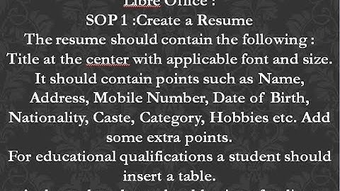 Skill Set 1 || SOP 1 || Daily Computing Libre Office