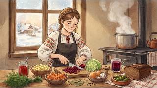 Cozy Ukrainian Borscht On A Snowy Day Beet Soup Asmr Ghibli Style Slow Living & Cooking