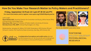 CODAPAR WEBINAR SERIES 3: How Do You Make Your Research Matter to Policy Makers and Practitioners?
