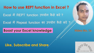 REPT Function | How to repeat content of specific cell | Hindi