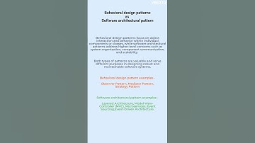 Behavioral design pattern vs Software architectural pattern