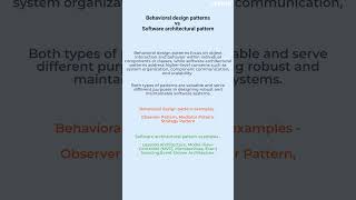 Behavioral design pattern vs Software architectural pattern