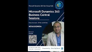 Celebrity Session #10 #d365ugindia Getting started Microsoft Dynamics 365 Business Central Series Session 1 Profile