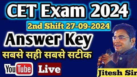 CET 2024 Paper Solution 2nd Shift 27 September || CET Graduation Level Answer Key 2024