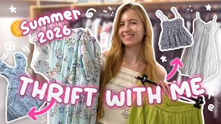 THRIFT WITH ME 🌞 + prices, try on haul, dresses🌊 SUMMER STYLES