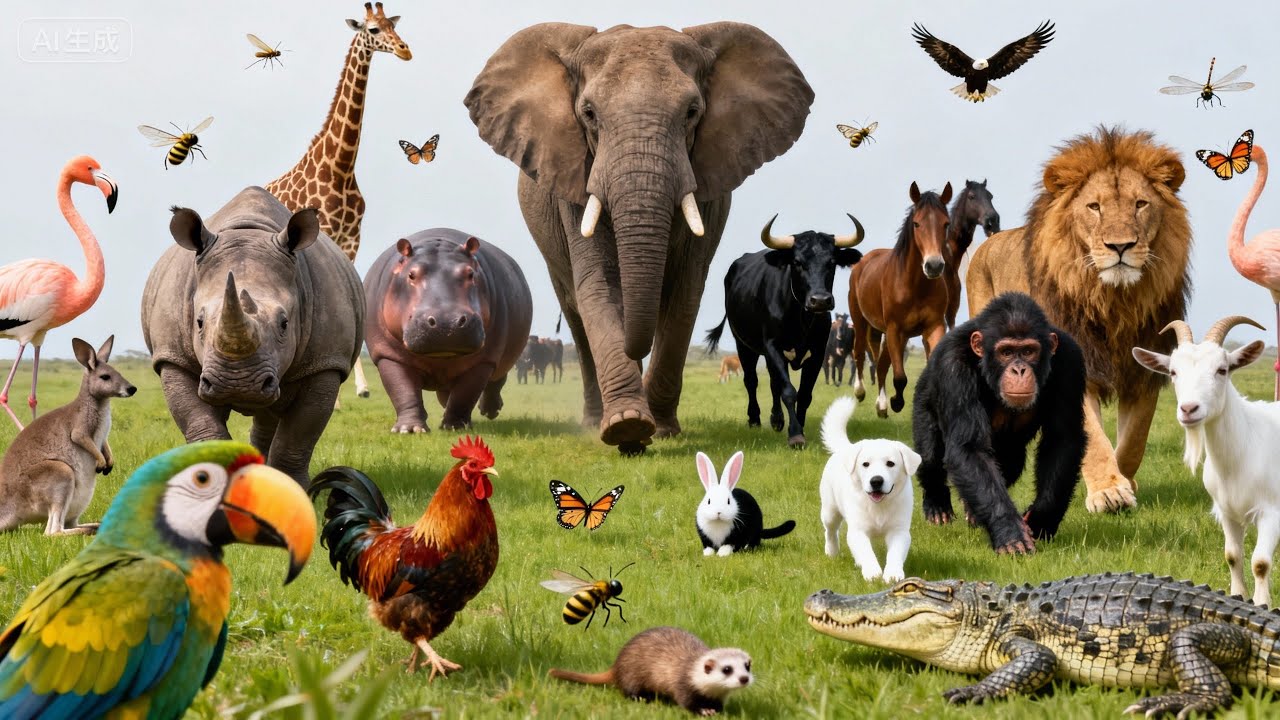 Peaceful Animal Sounds |Chicken, pig, dog, cat, bird, horse, lion, elephant, zebra Animal moments TV