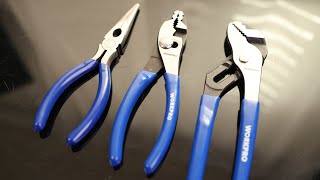WORKPRO Pliers Set, 3-Piece Pliers Tool Kit with Soft Handle Includes 6” Needle Nose Plier, 6” Slip