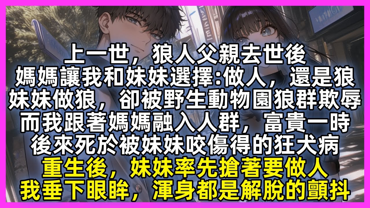 上一世，狼人父親去世後，媽媽讓我和妹妹選擇做人，還是狼，妹妹做狼，卻被野生動物園狼群欺辱，而我跟著媽媽融入人群，富貴一時。重生後，妹妹率先搶著要做人，我垂下眼眸，渾身都是解脫的顫抖