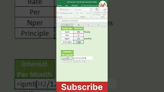 #shorts  IPMT Function in Excel #youtubeshorts #excel #shortvideo #exceltips