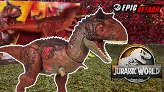 Battle Chompin&#39; Carnotaurus Epic Attack | Jurassic World Mattel | REVIEW EN ESPAÑOL