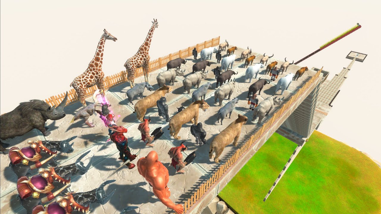 Falling from Heights, Escape from Spinosaurus in Survival  - Animal Revolt Battle Simulator
