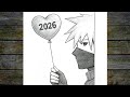 اسهل رسم رأس السنة 2026 سهل جدا رسم كاكاشي يحتفل بعام 2026 خطوة بخطوة بأسهل طريقة للمبتدئين
