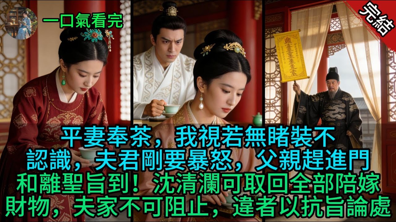 平妻奉茶，我視若無睹裝不認識，夫君剛要暴怒，父親趕進門：和離聖旨到！沈清瀾可取回全部陪嫁財物，夫家不可阻止，違者以抗旨論處