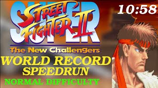 RYU Speedrun NEW World Record Normal Difficulty 10:58 - Super Street Fighter II The New Challengers